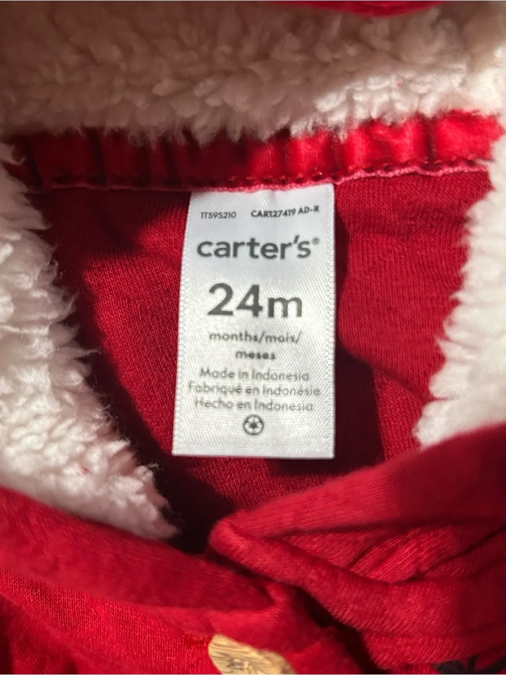 Carter's Red Hooded Toddler Girls' Vest with Black Accents Size 24 months